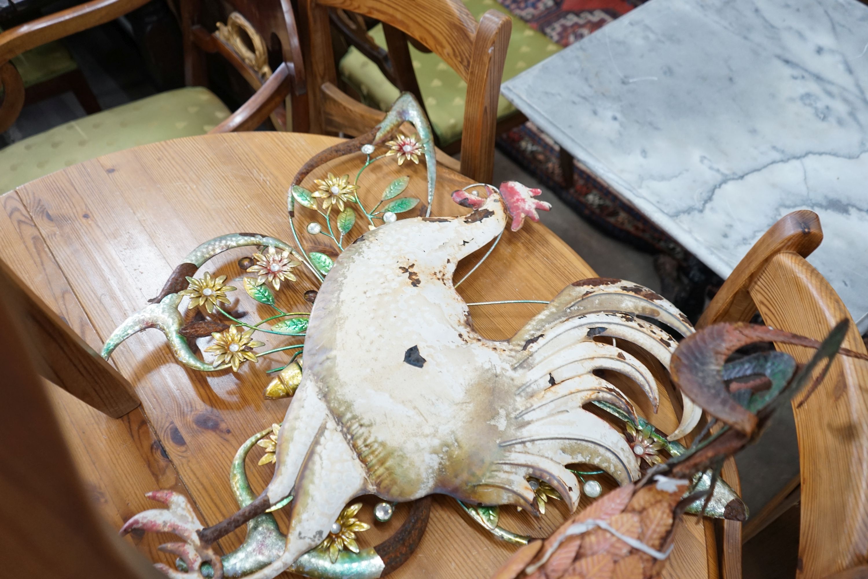 A quantity of metal garden ornaments